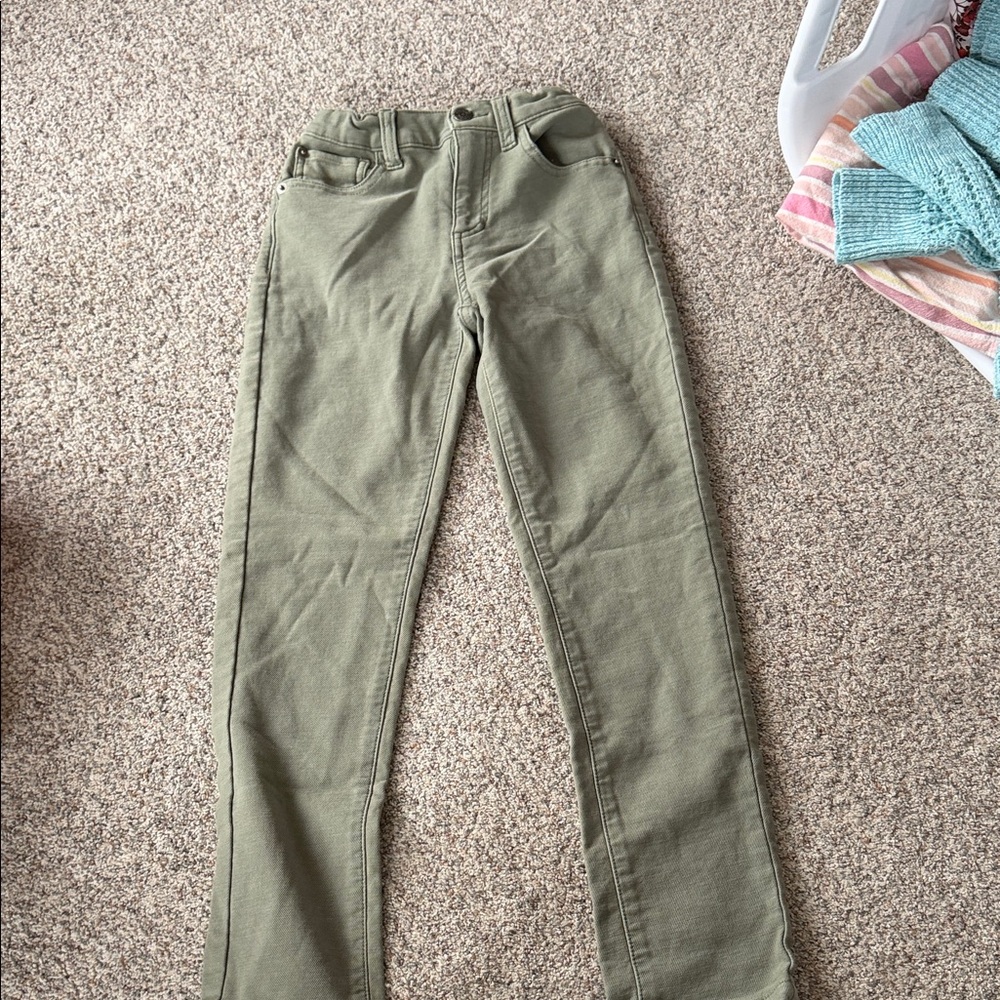 Olive Green Straight-Leg Pants